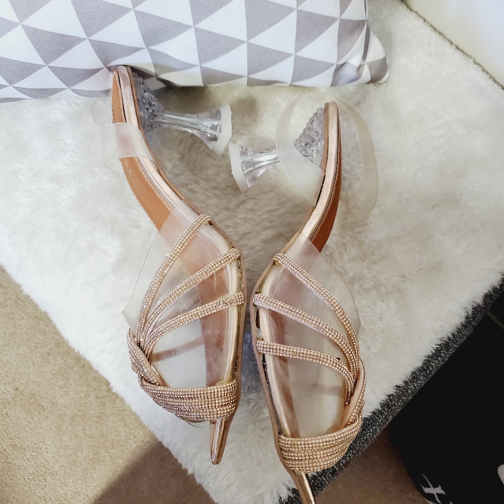 Aquazzura Tan and Silver Heels - Picture 5 of 7